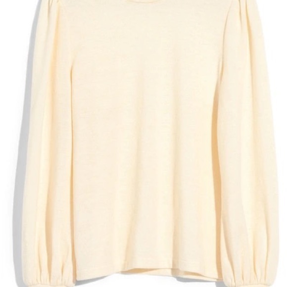 Madewell Puff-Sleeve Mockneck Top antique cream size medium - Picture 11 of 12